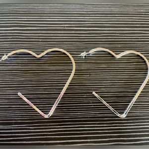 Silver heart hoop earrings